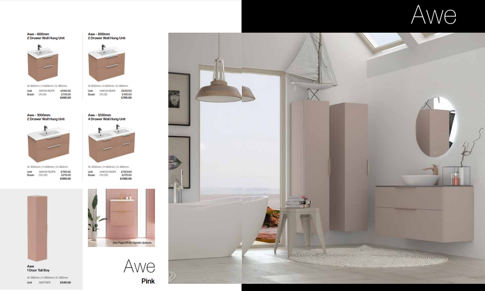 Awe 600mm 2 Drawer Wall Hung Unit