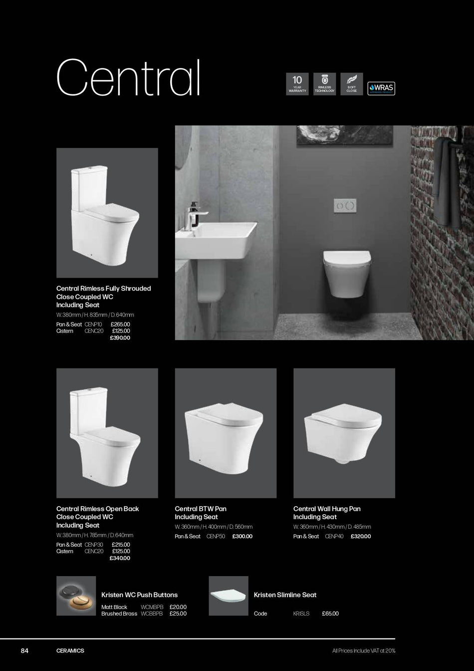 Central Rimless Fully Shrouded Close Coupled WC