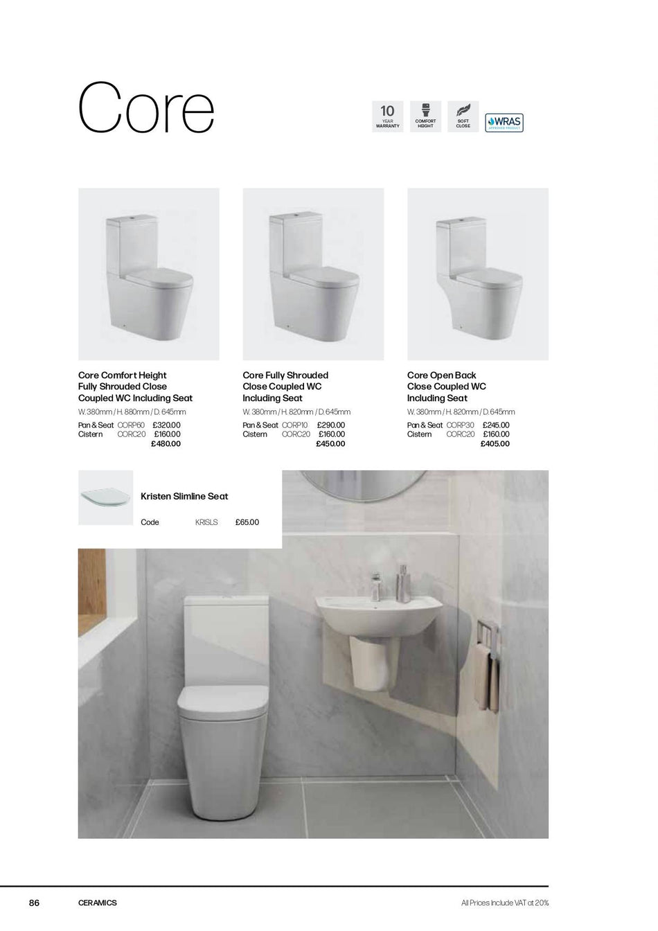 Core Comfort Height Fully Shrouded Close Coupled WC Including Seat