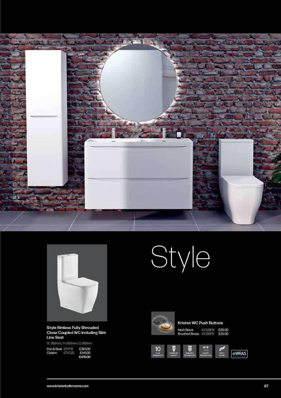 Style Rimless Fully Shrouded Close Coupled WC Including Slim Line Seat