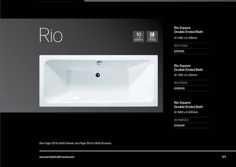 Rio Square Double Ended Bath