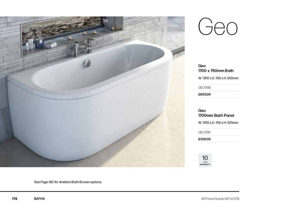 Geo 1700 x 750mm Bath