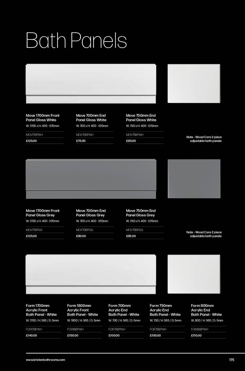 Bath Panels Form 1700mm Acrylic Front Bath Panel - White