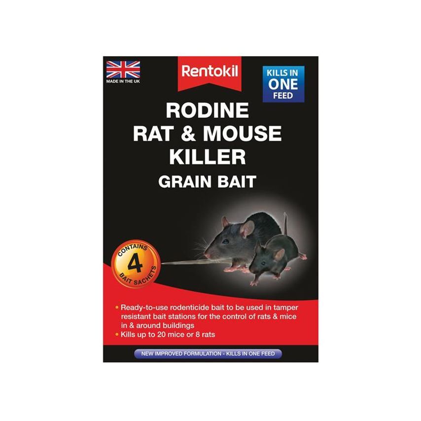 Rentokil Rodine Rat & Mouse Killer (Grain bait 4 sachets)