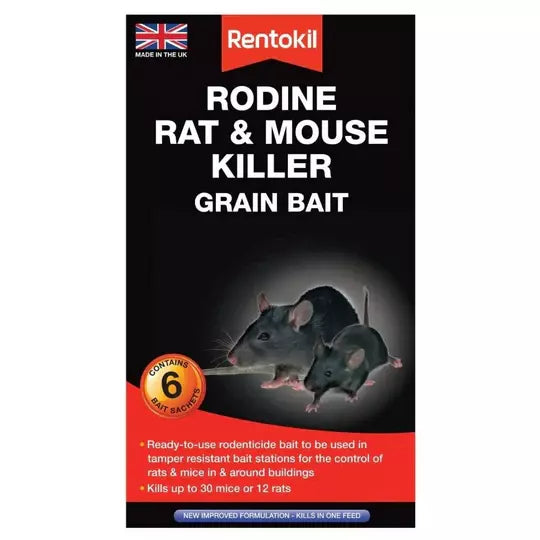 Rentokil Rodine Rat & Mouse Killer (Grain bait 6 sachets)